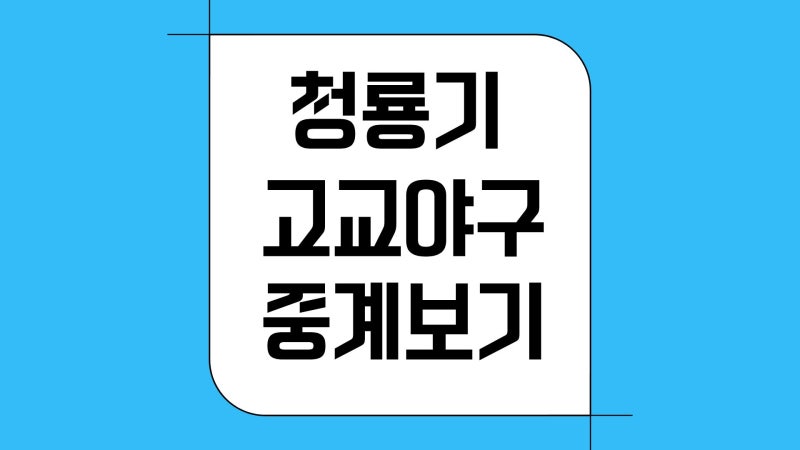 청룡기 고교야구 일정 대진표 중계 보는법