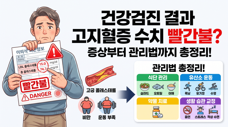 건강검진 결과 고지혈증(이상지질혈증) 수치 빨간불? 증상부터 관리법 총정리!