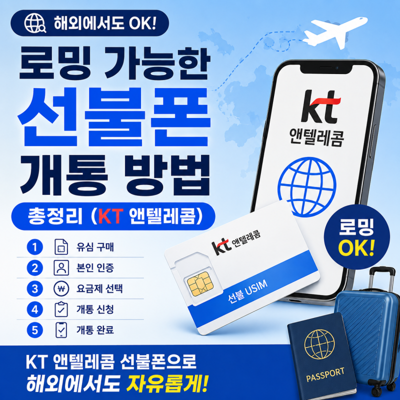 해외 로밍 가능한 선불폰 개통 방법 총정리 (KT 앤텔레콤)