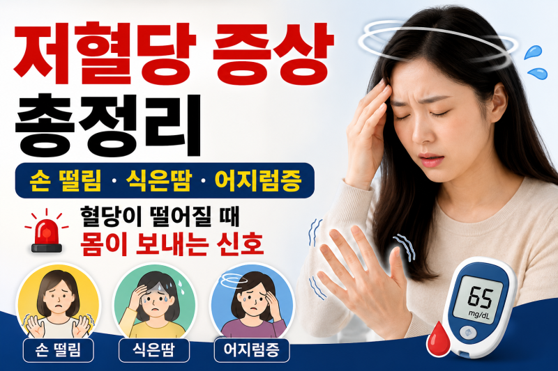 저혈당 증상 총정리 | 손 떨림·식은땀·어지럼증, 혈당이 떨어질 때 몸이 보내는 신호