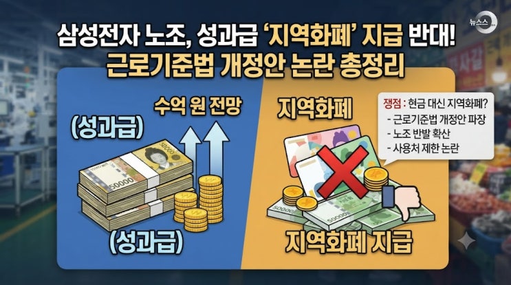 성과급 수억 원 전망에도 <b>삼성전자 노조</b> "지역화폐 지급 <b>반대</b>... 