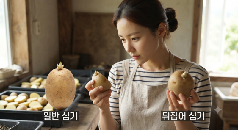 가을감자 심는 방법, 씨눈을 뒤집어 심어보니? 밑거름부터 북주기까지 직접 재배 노하우