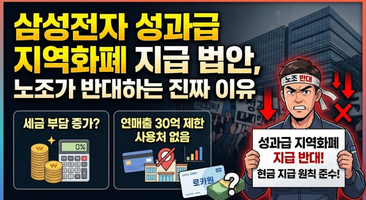 삼성전자 <b>성과급 지역화폐</b> 지급 <b>법안</b>, 노조가 반대하는 진짜... 