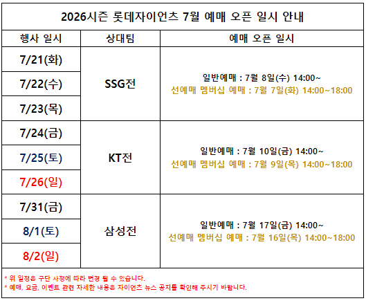 7월 롯데자이언츠 사직야구장 예매 일정 및 시간 변경! 예매오픈, 예매 방법, 예매 오픈 일정,....