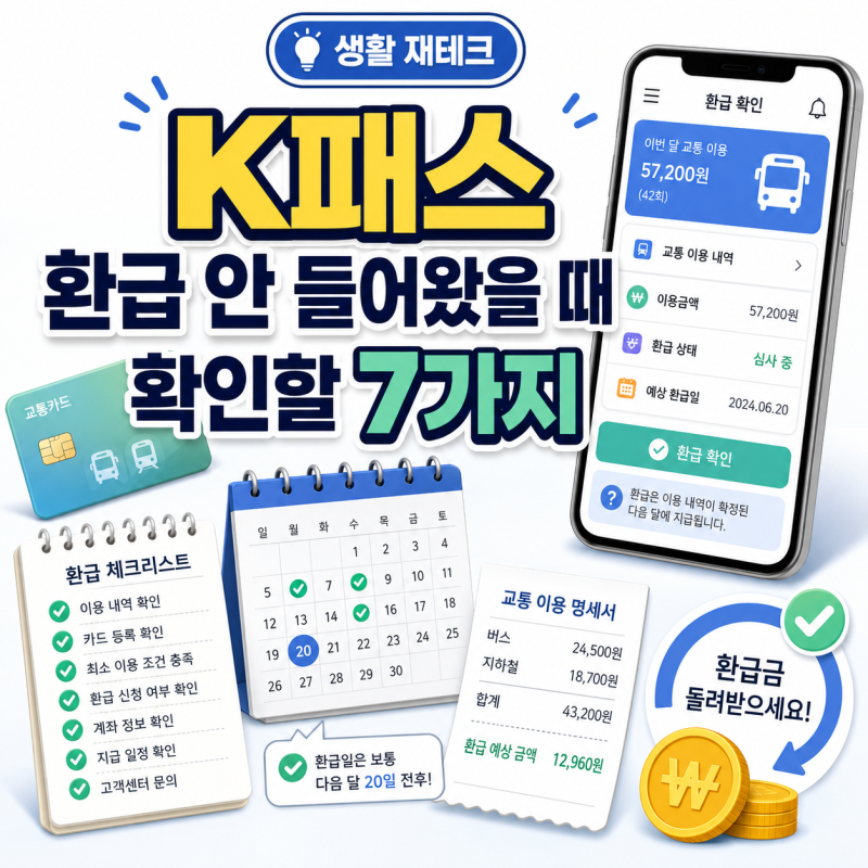 K패스 환급 안 들어왔을 때 확인할 7가지