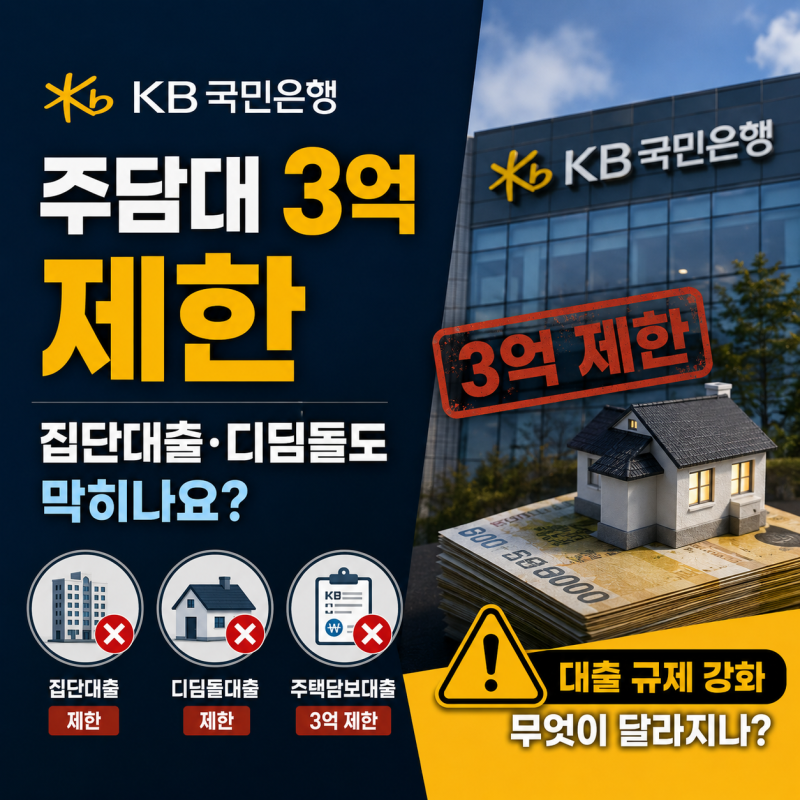 KB국민은행 주담대 3억 제한｜집단대출·디딤돌도 막히나요?