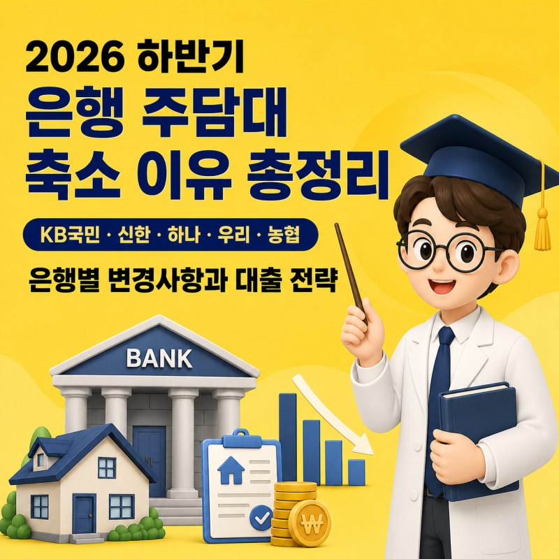 2026 하반기 은행 주담대 축소 이유 총정리｜KB국민·신한·하나·우리·농협 은행별 변경사항....