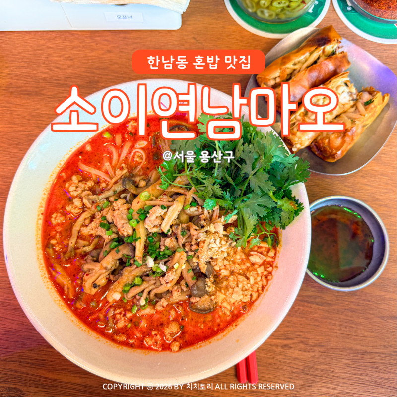 한남동 혼밥 맛집 소이연남 마오 똠얌쌀국수 뽀삐아 세트 내돈내산 후기