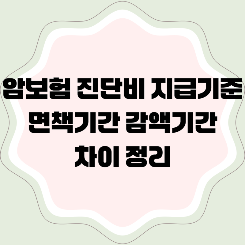 암보험 진단비 지급기준과 면책기간 감액기간 차이 정리