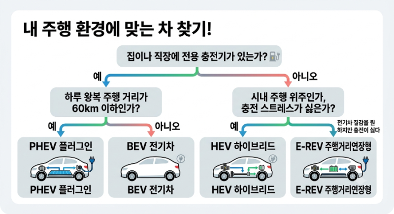 [선택 가이드] 하이브리드, PHEV, 전기차, 그리고 E-REV까지? 내게 맞는 파워트레인 팩트체크