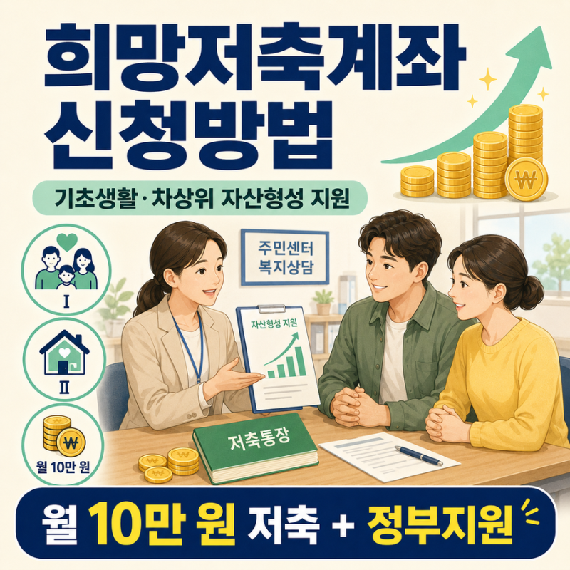 희망저축계좌 신청방법｜기초생활·차상위 자산형성 지원