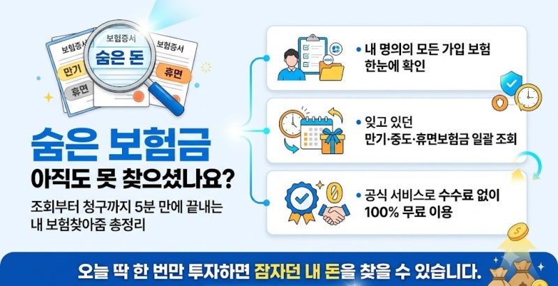 숨은 보험금 아직도 못 찾으셨나요? [내보험찾아줌 이용방법·청구방법 총정리]
