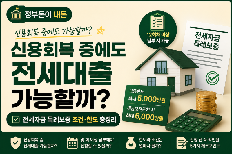 신용회복 중에도 전세대출 가능할까? 전세자금 특례보증 조건·한도 총정리