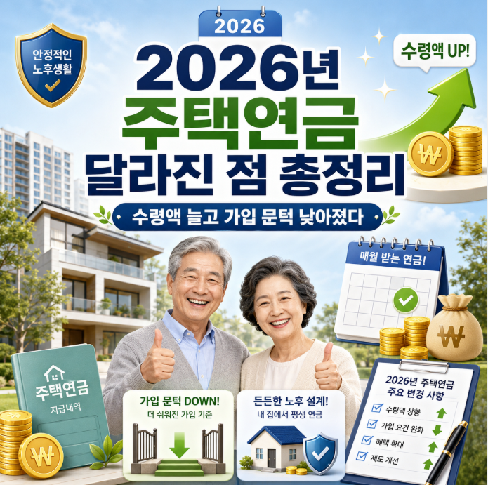 2026년 주택연금 달라진 점, 수령액부터 보증료까지 총정리