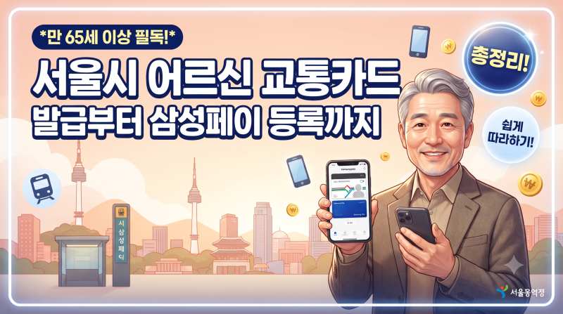 만 65세 이상 필독! 서울시 어르신 교통카드 발급부터 삼성페이 등록까지 총정리 공유해요