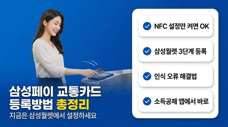 삼성페이 교통카드 등록방법 총정리, 체크카드 등록부터 NFC 오류 해결까지 (삼성월렛)
