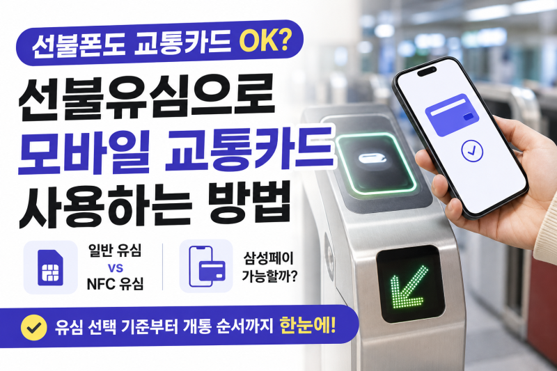 선불유심으로 모바일 교통카드를 쓸 수 있을까요