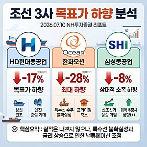 조선 3사 목표가 줄하향 | 한화오션 HD현대중공업 삼성중공업 주가 전망