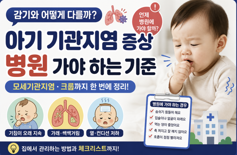 아기 기관지염 증상 감기와 어떻게 다를까? 병원 가야 하는 기준