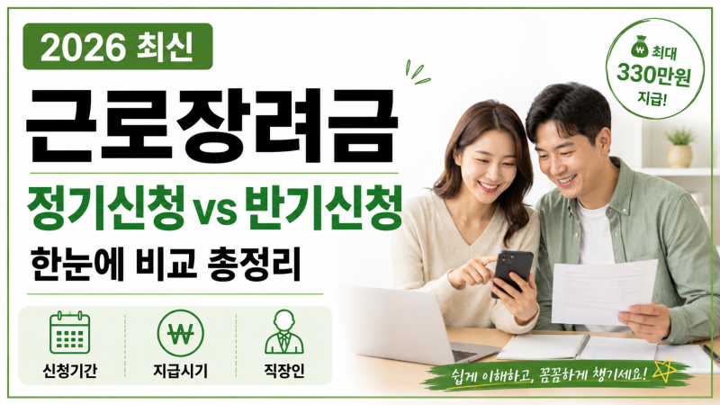2026 근로장려금 정기신청 vs 반기신청 총정리/직장인과 자영업자, 어떤 신청 방법이 더 유리....