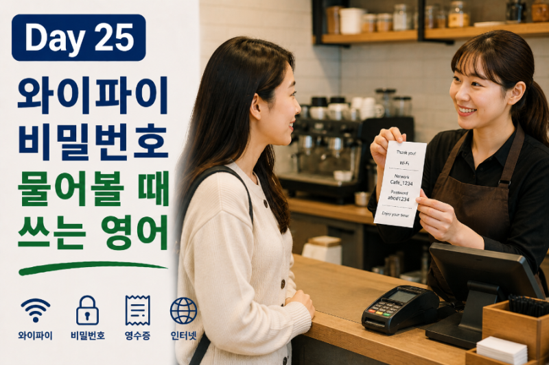 [하루 5분 여행 영어 25] 와이파이 비밀번호 물어볼 때 쓰는 영어 What's the Wi-Fi password?
