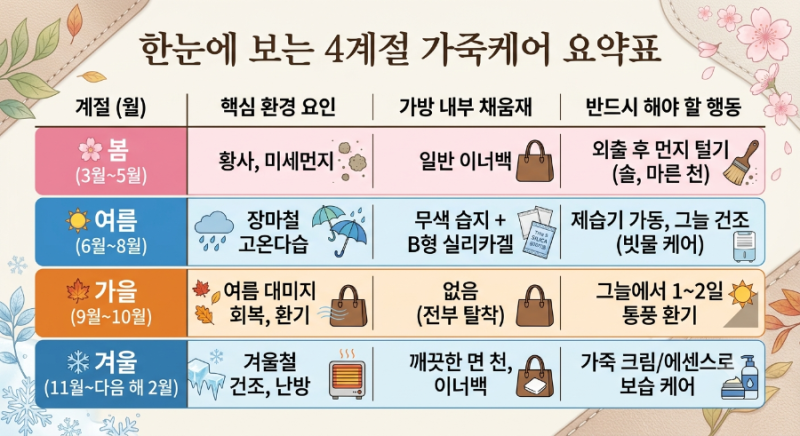 장마철 명품 가방 관리법 팩트기반 계절별 총정리