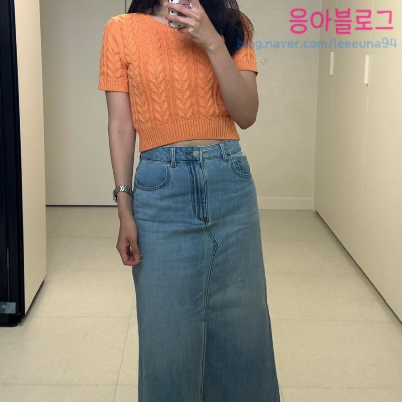 gu 반팔 니트 청치마 일본 지유 여자옷 사이즈 및 쇼핑 추천!