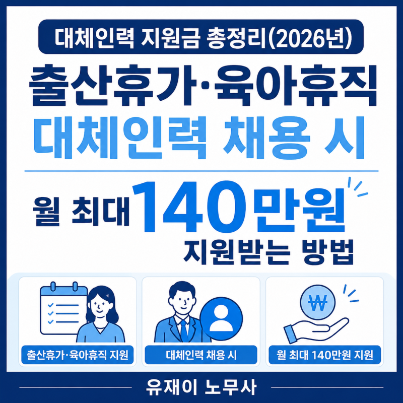 [인사노무tip] 대체인력 지원금 총정리(2026년)｜출산휴가·육아휴직 대체인력 채용 시 월 최대....