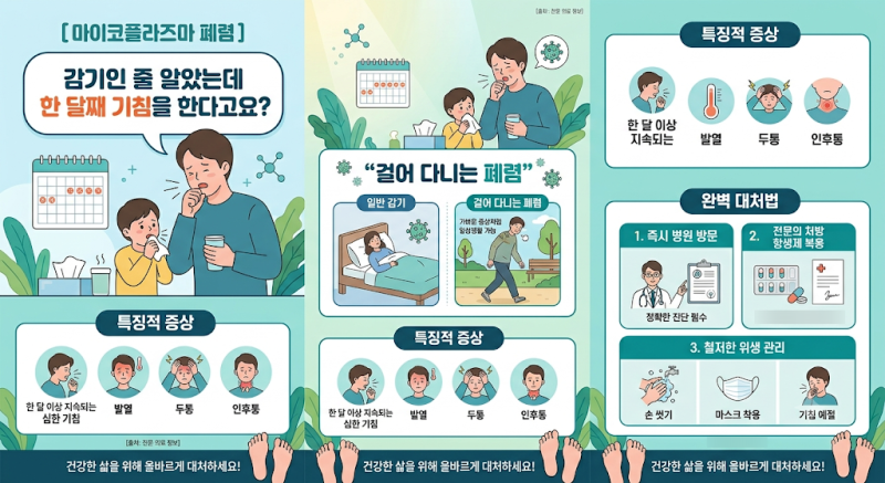 [마이코플라즈마 폐렴] "감기인 줄 알았는데 한 달째 기침을 한다고요?" 걸어 다니는 폐렴, '....