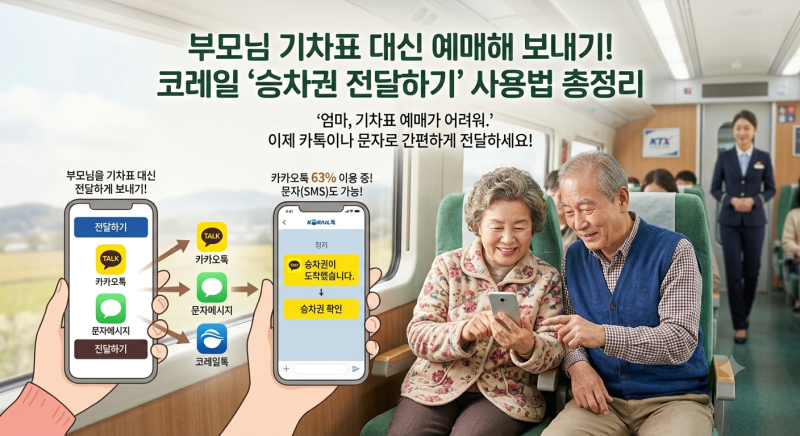 부모님 기차표 대신 예매해 보내는 방법! 코레일 '승차권 전달하기' 서비스 사용법 총정리