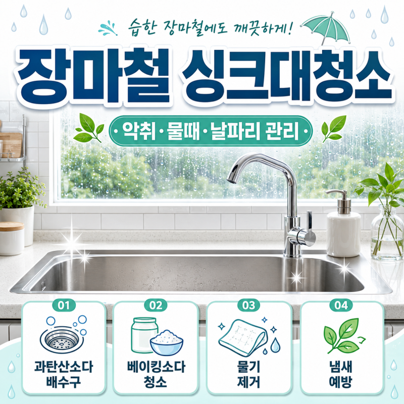 장마철 리빙꿀팁 대공개! 악취잡는 주방 싱크대청소 방법