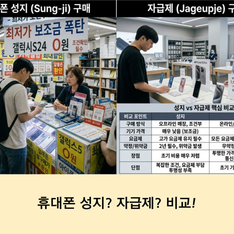 휴대폰 자급제 vs 휴대폰 성지 구매 비교! 어떤게 더 저렴한가요?