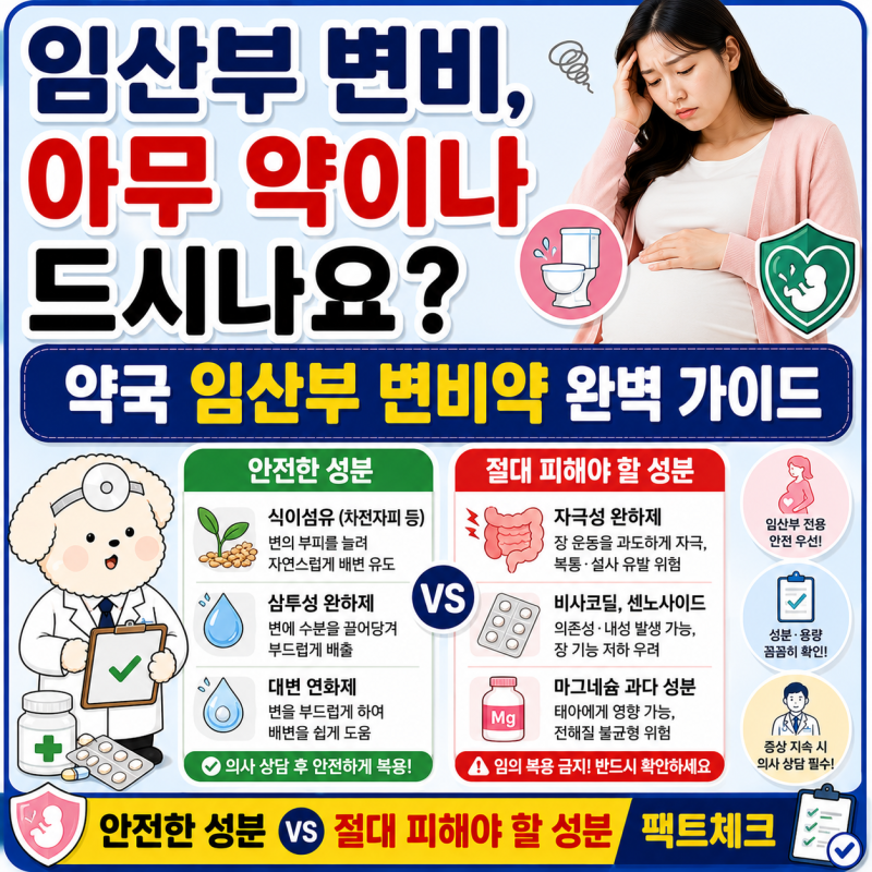 임산부 변비약, 아무거나 먹으면 자궁 수축? 약국 안전한 성분 vs 피해야 할 성분 완벽 가이드