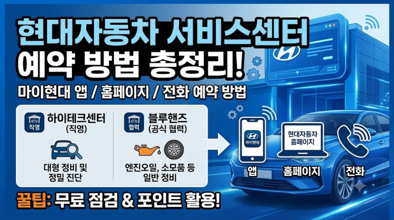 현대자동차 서비스센터 예약 방법 총정리! 블루핸즈와 하이테크센터 차이까지 쉽게 알려드....