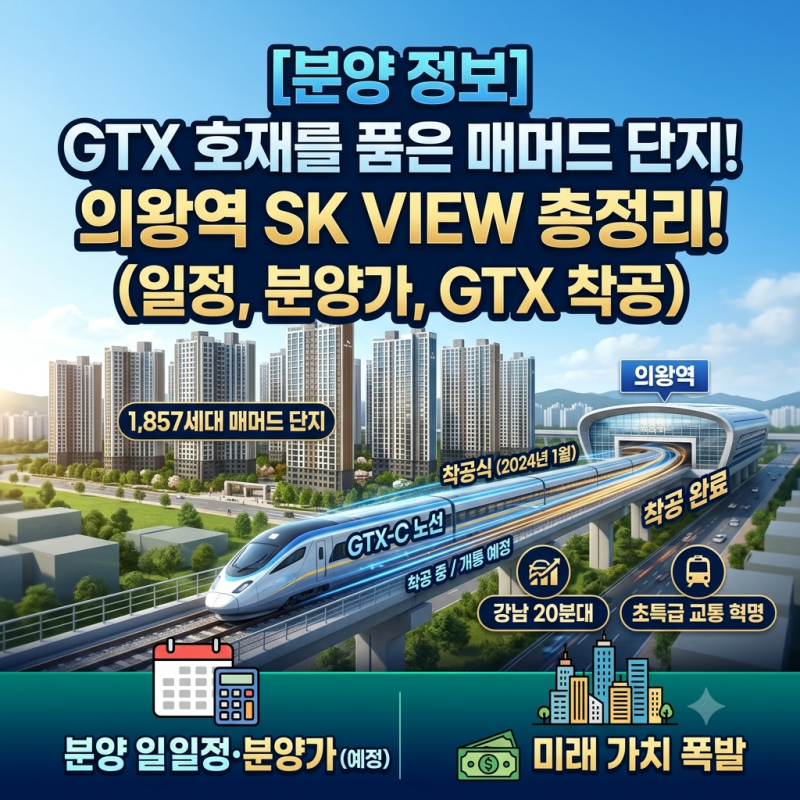 GTX 호재를 품은 대단지, '의왕역 SK VIEW' 분양 일정·분양가 GTX C 착공 일정