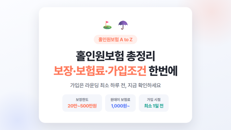 홀인원보험 총정리, 보장·보험료·가입조건 한번에