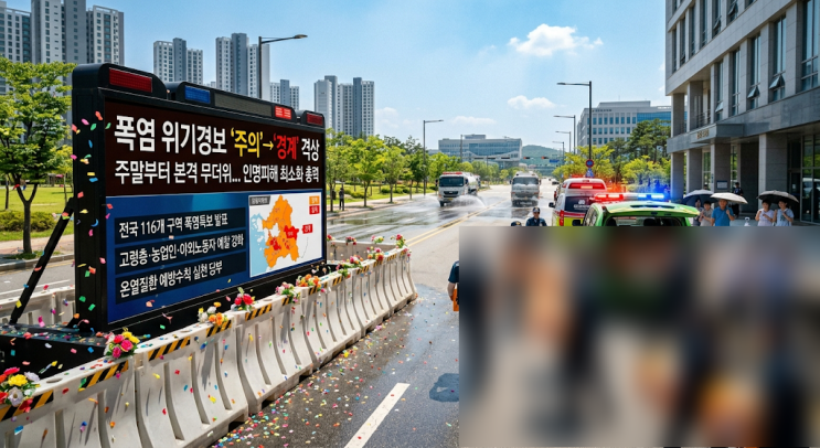[<b>폭염</b> 속보] 전국 <b>폭염</b> 위기<b>경보</b> '경계' <b>격상</b>… 온열질환 주의... 
