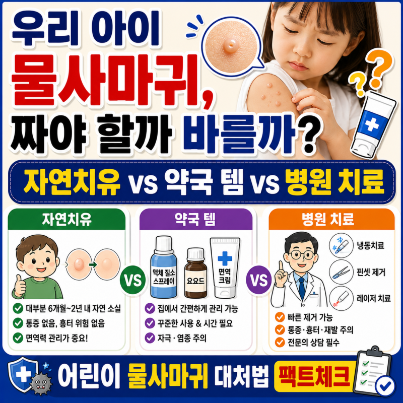 우리 아이 물사마귀, 짤까 바를까? 약국 율무 크림 vs 피부과 치료 완벽 가이드