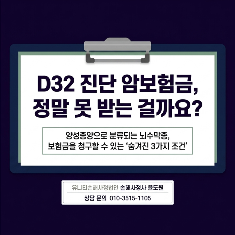 D32 뇌수막종 진단비 거절? 양성종양도 암보험금 받는 숨겨진 3가지 조건
