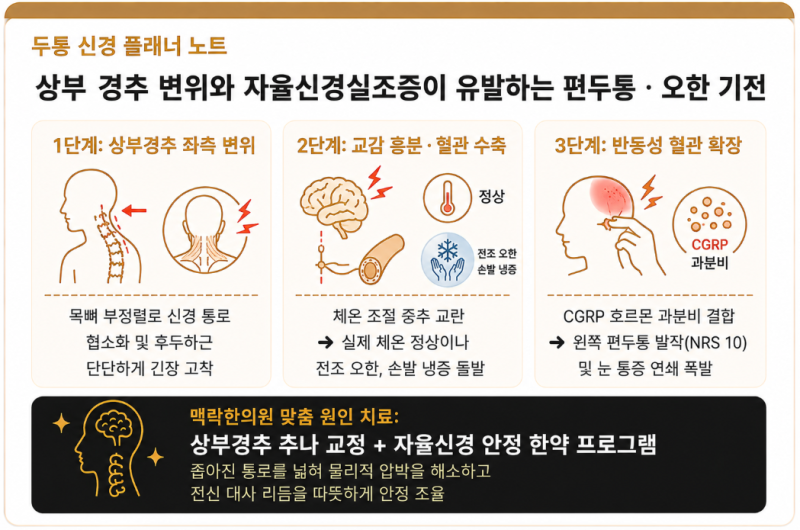 갑자기 편두통 심할때 오한과 한기 동반된다면? 자율신경실조증과 경추성 원인