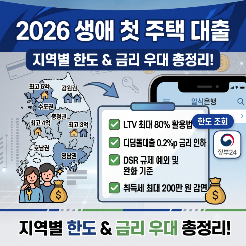 2026 생애 첫 주택 대출 조건 총정리: LTV 80% 적용 법과 DSR·디딤돌 규제 완화 분석