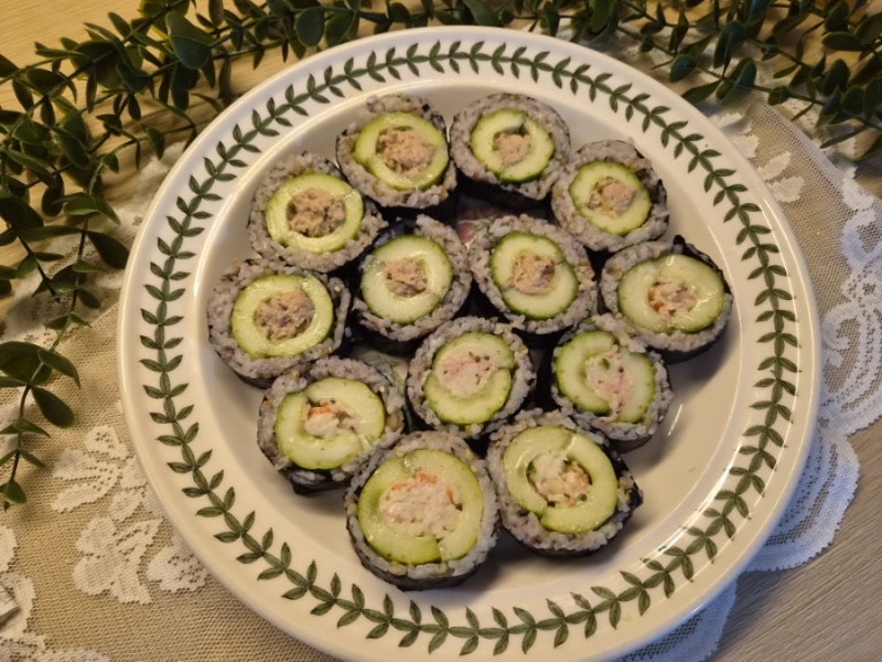 [아삭함 가득] 다이어트 오이김밥 만들기:참치 마요 & 크래미 홀그레인 머스터드 오이김밥 레....