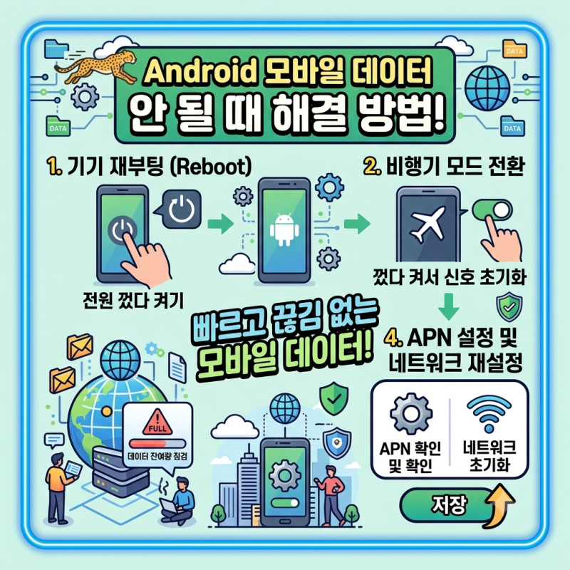 안드로이드 모바일 데이터 안 될 때 해결 방법