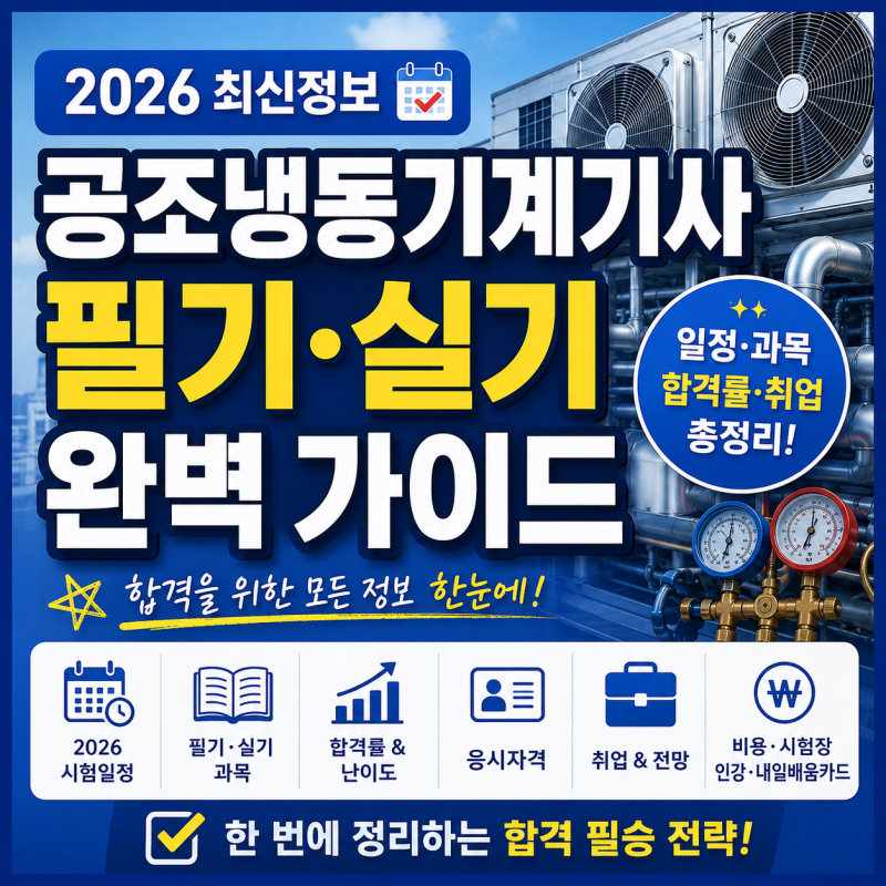 2026 공조냉동기계기사 시험일정｜응시자격·시험과목·인강·비용·필기·실기 합격률