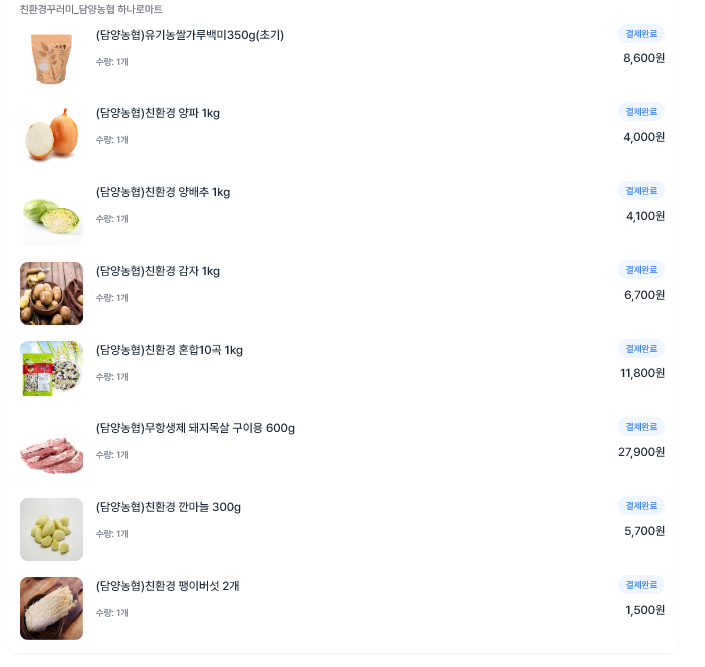 2026 여수시 임산부 친환경 농산물 꾸러미 남도장터 구매(자부담 20% 13,060원 결제)