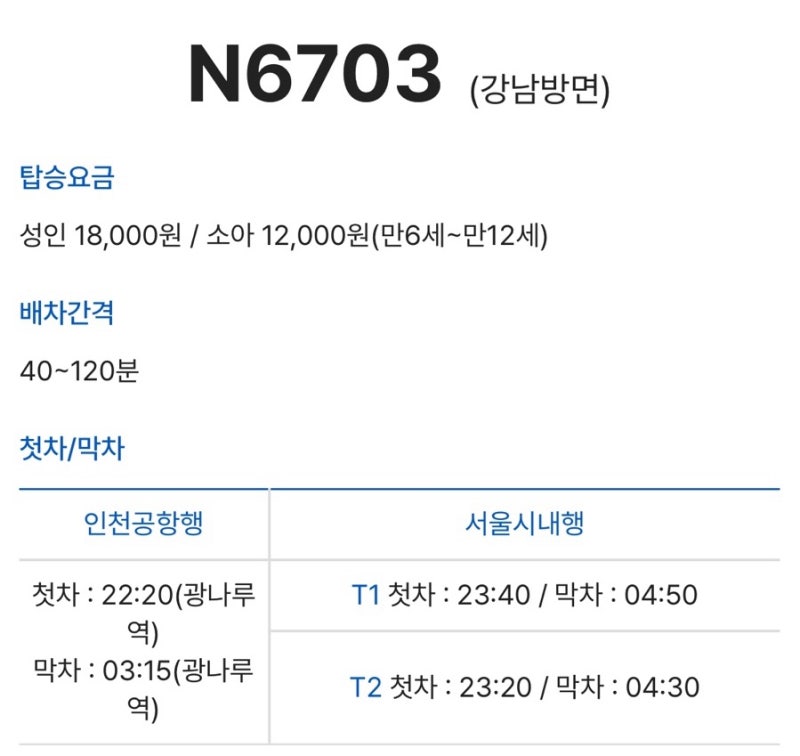 강변역에서 인천공항 가기!N6703 심야 공항버스 예약, 시간표(새벽 비행기 필수)