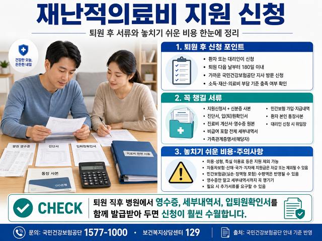 재난적의료비 지원 신청, 퇴원 후 서류와 놓치기 쉬운 비용