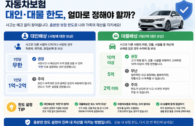 자동차보험 대인·대물 한도, 얼마로 정해야 할까