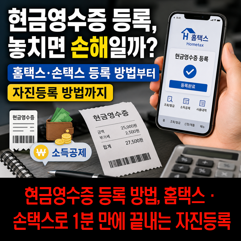 현금영수증 등록, 놓치면 손해일까? 홈택스·손택스 등록 방법부터 영수증 자진등록 방법까....