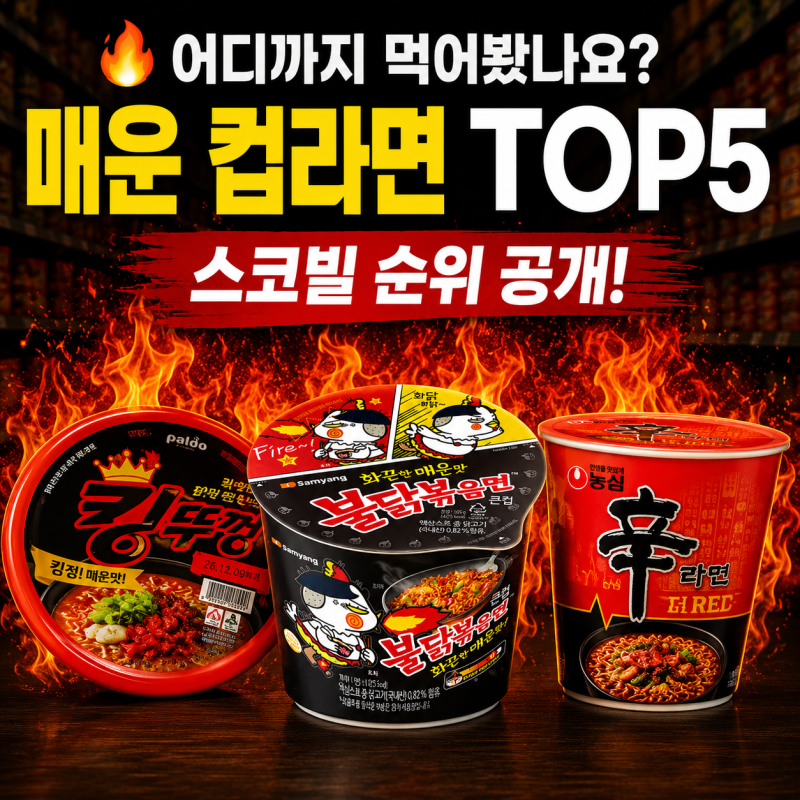 매운 컵라면 순위 TOP5 | 스코빌 지수 기준 가장 매운 편의점 컵라면 추천!